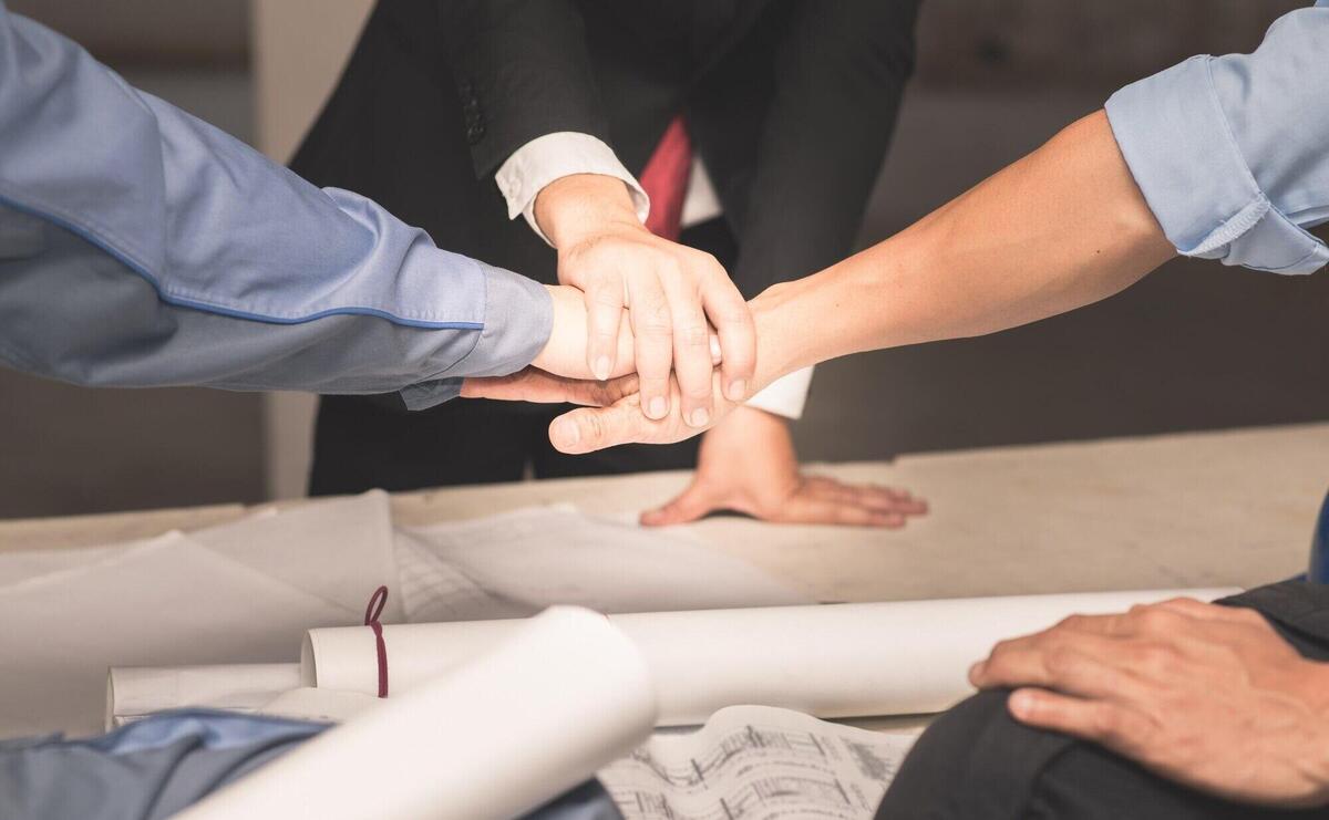 Hands of collaboration teamwork concept