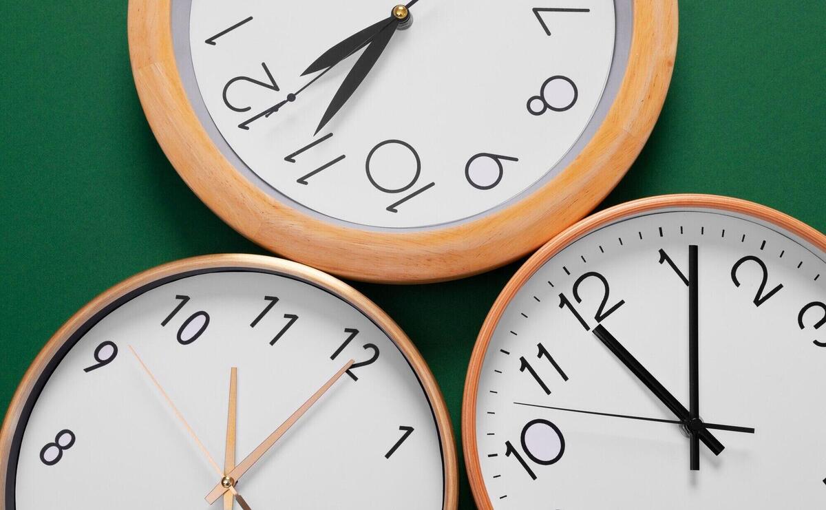 Flat lay wall clock still life