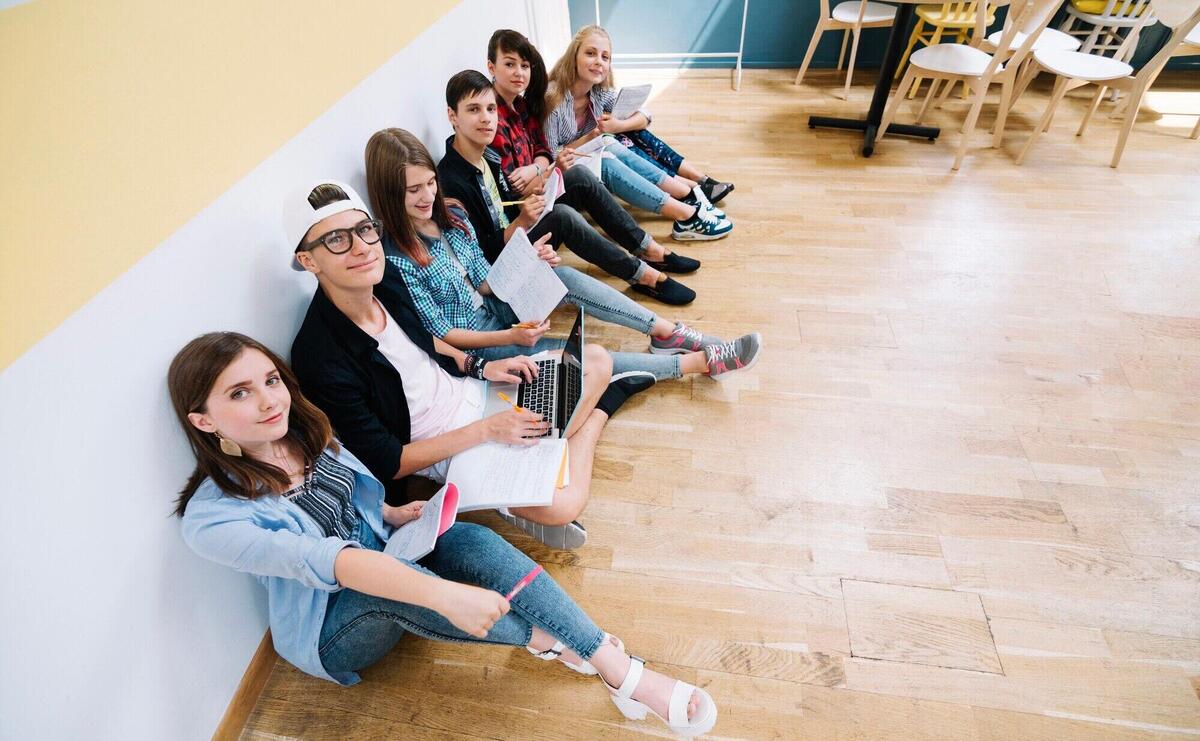 Group of students posing at camera