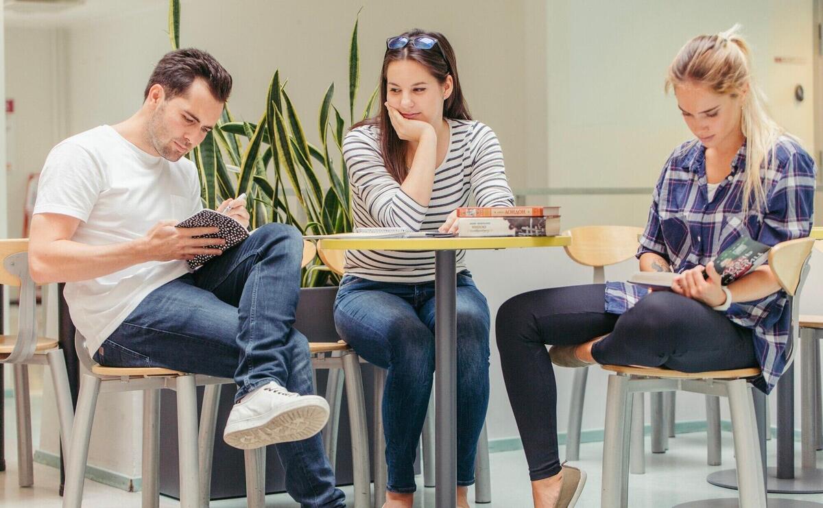 Group of friends studying