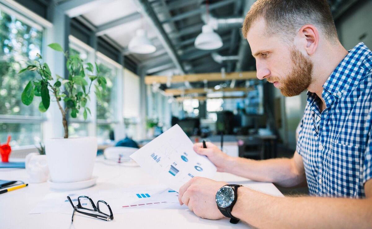 Pensive man in office