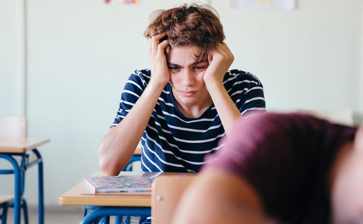 Worried student in the classroom