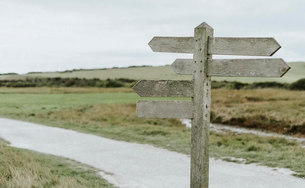 Blank arrows of a rural street post